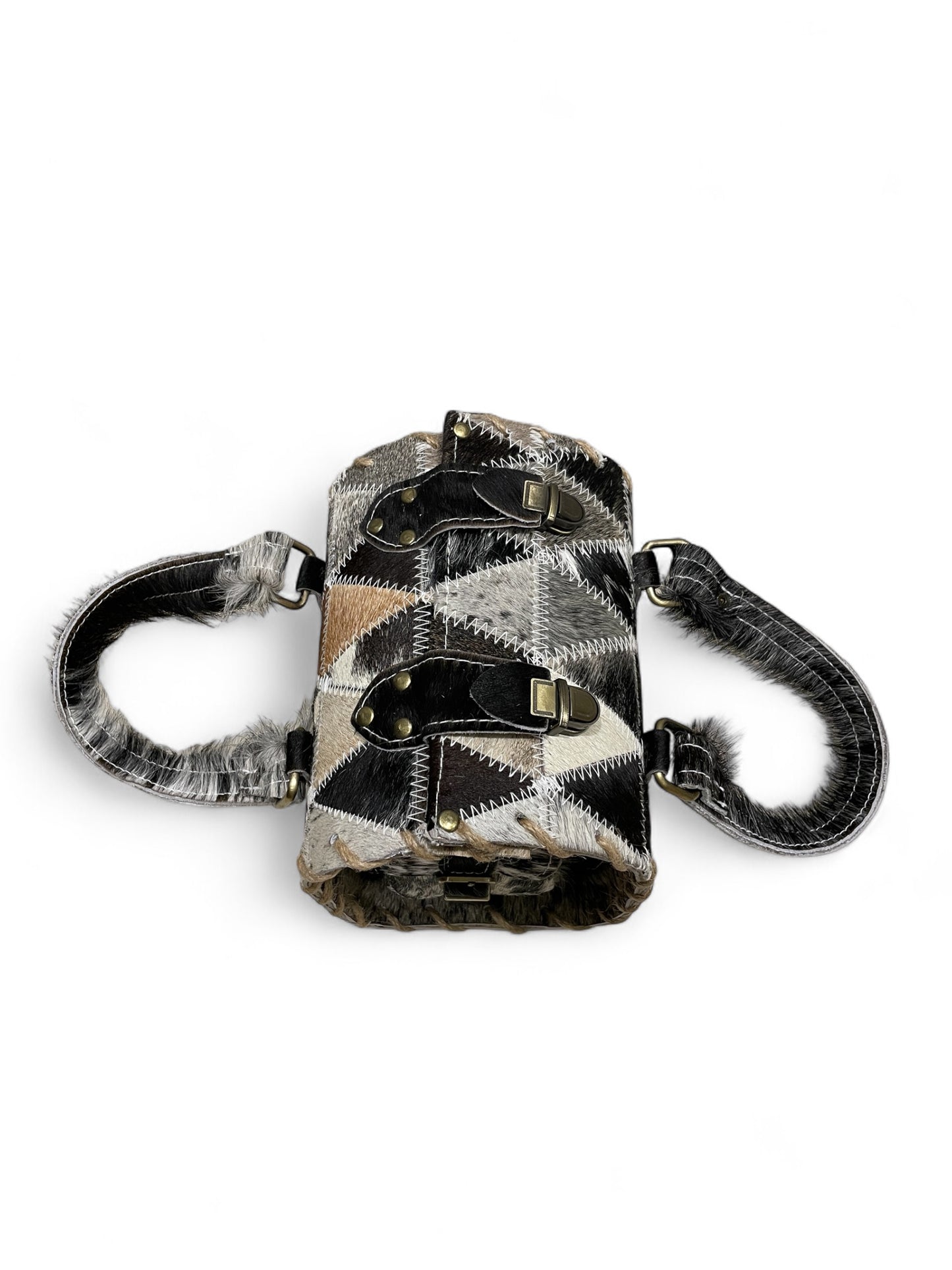 Triangle Patchwork Laced Structured Purse