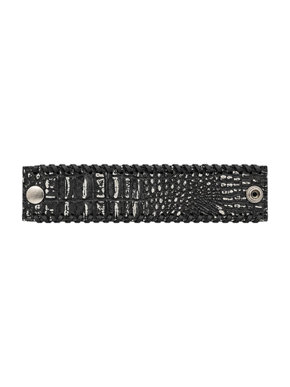 ONYX WHIPSTITCH CROC CUFF