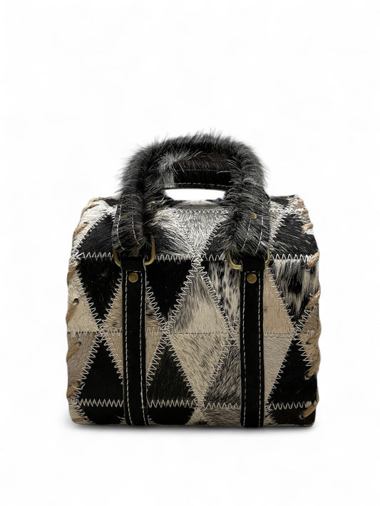 Triangle Patchwork Laced Structured Purse