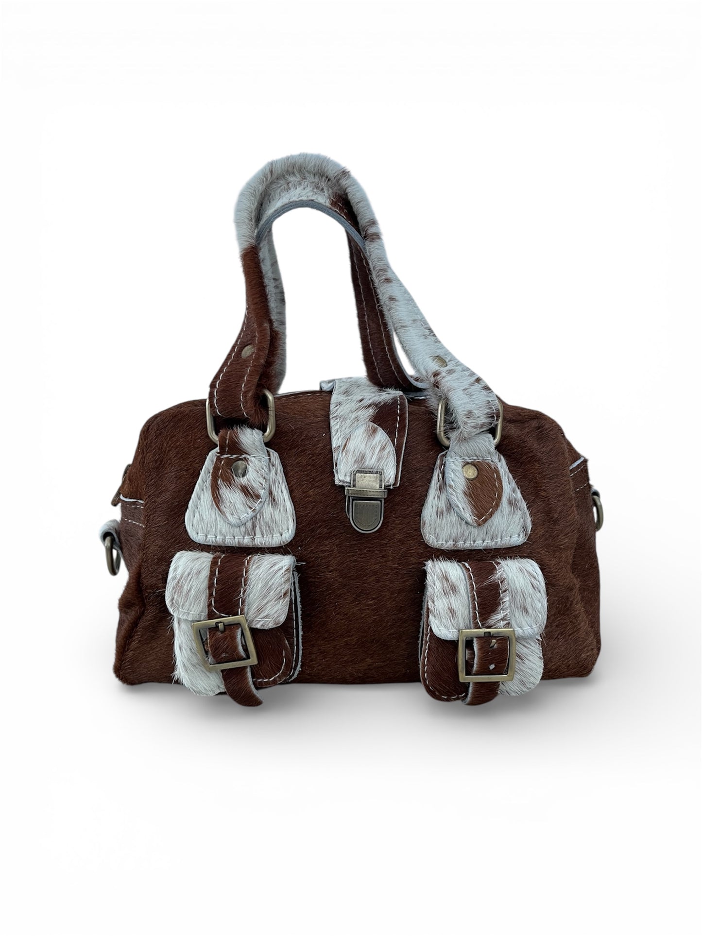 White Mocha Calf Hair Mini Purse