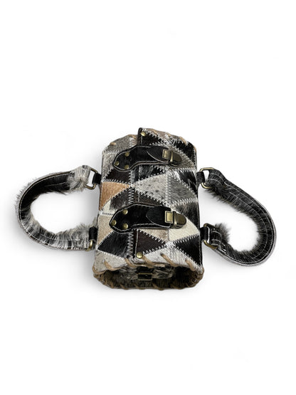 Triangle Patchwork Laced Structured Purse