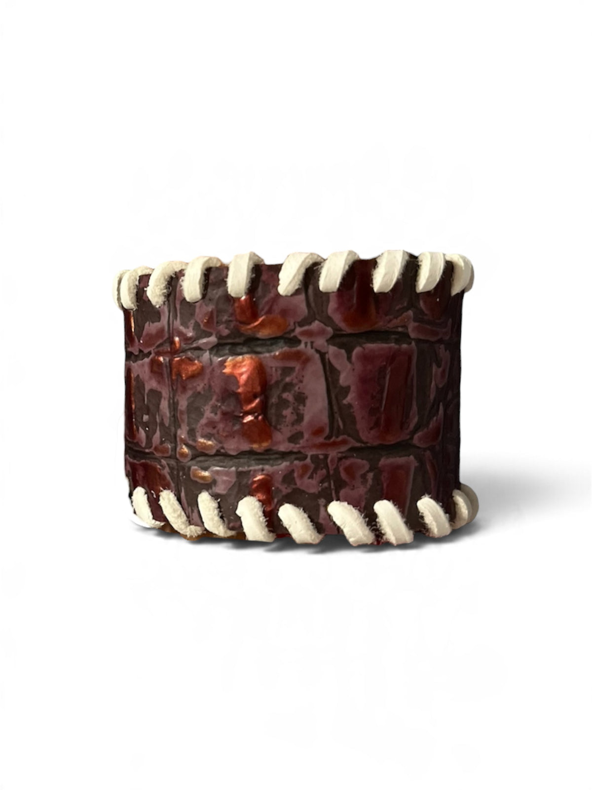WHITE CHERRY WHIPSTITCH CROC CUFF